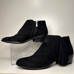 Circus by Sam Edelman Paige Suede Fringe Black Ankle Booties.